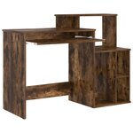 vidaXL Bureau avec rangement Chêne fumé 120.5x44x88.5 cm Bois composite