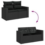 vidaXL Salon de jardin 7 Pièces avec coussins noir résine tressée