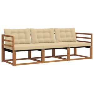 vidaXL Ensemble de canapés d'extérieur 3 pc Naturel et Beige
