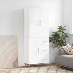 vidaXL Buffet haut Blanc 69 5x34x180 cm Bois d'ingénierie