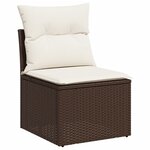 vidaXL Salon de jardin avec coussins 3 Pièces marron résine tressée