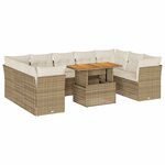 vidaXL Salon de jardin avec coussins 10 Pièces beige résine tressée