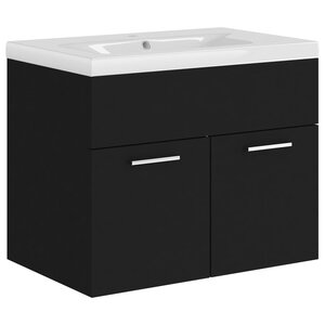 vidaXL Armoire d'évier avec lavabo intégré Noir Aggloméré