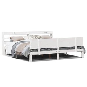 vidaXL Cadre de lit avec tête de lit sans matelas blanc 180x200 cm