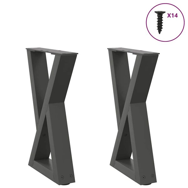 vidaXL Pieds de table basse 2 pièces Anthracite 28 x (42-43 3) cm Acier