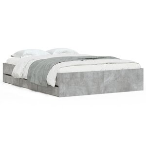 vidaXL Cadre de lit avec tiroirs sans matelas gris béton 120x190 cm