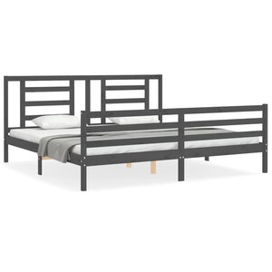 vidaXL Cadre de lit sans matelas gris 200x200 cm bois massif