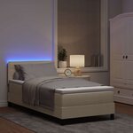 vidaXL Lit à ressorts avec matelas avec LED Crème 80 x 200 cm tissu