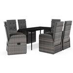 vidaXL Ensemble à manger de jardin avec coussins 7 Pièces Gris