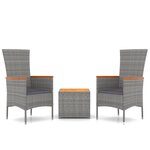 vidaXL Ensemble de salon de jardin 3 Pièces gris poly rotin et acacia