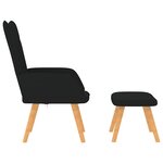 vidaXL Chaise de relaxation avec tabouret Noir Tissu