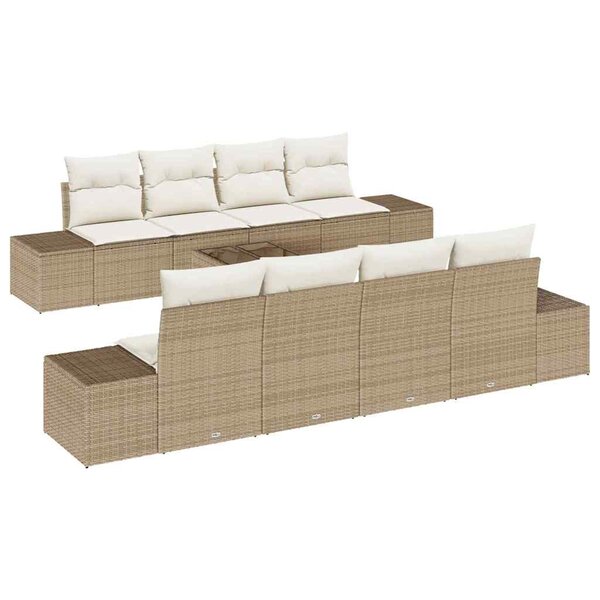 vidaXL Ensemble de canapé de jardin 7 Pièces Beige et crème polyrotin