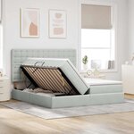 vidaXL Lit de rangement LED avec matelas Gris clair 200 x 200 cm