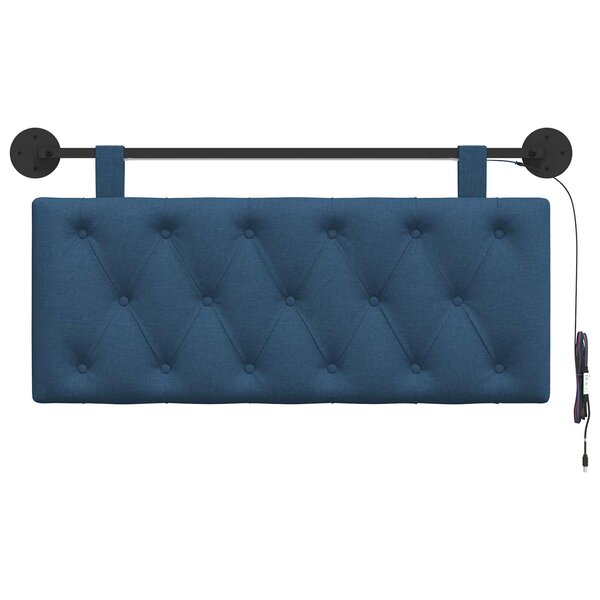 vidaXL Tête de lit suspendue Avec lumière LED Bleu Tissu