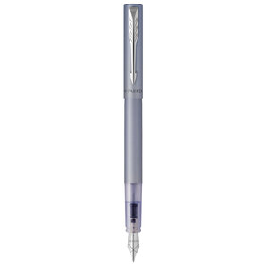 PARKER VECTOR XL Stylo plume  laque bleu-argent métallisée sur laiton  plume moyenne  encre bleue  Coffret cadeau