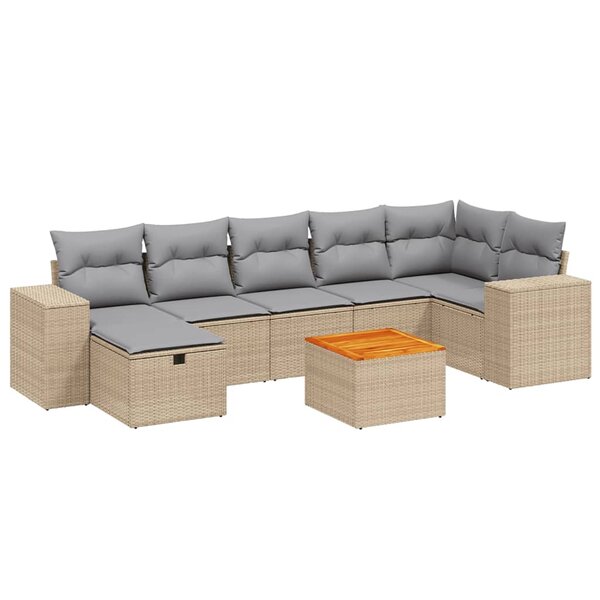 vidaXL Salon de jardin avec coussins 8Pièces mélange beige résine tressée
