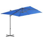 vidaXL Parasol de jardin en porte-à-faux avec mât en acier bleu azuré