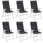 vidaXL Coussins de chaise à dossier haut lot de 6 noir tissu oxford