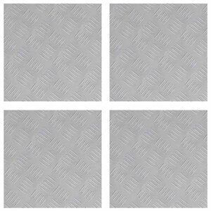 vidaXL Plaques à damier 4 Pièces Argent 40 x 40 cm Aluminium