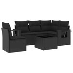 vidaXL Salon de jardin 6 Pièces avec coussins noir résine tressée