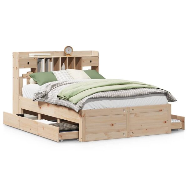 vidaXL Lit bibliothèque sans matelas 160x200 cm bois massif de pin