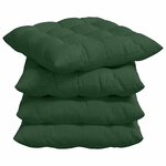 vidaXL Coussins de siège 4 pc Tissu en velours côtelé Vert foncé