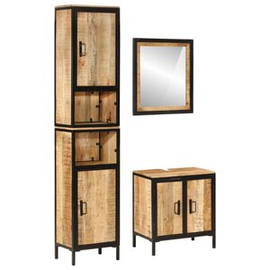 vidaXL Ensemble de meubles salle de bain 3 Pièces fer et bois de manguier