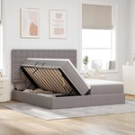 vidaXL Lit de rangement LED avec matelas Taupe 180 x 200 cm Tissu