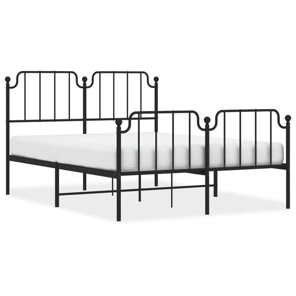 vidaXL Cadre de lit métal sans matelas avec pied de lit noir 140x190cm