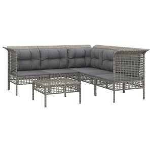 Salon de jardin meuble d'extérieur ensemble de mobilier 6 pièces avec coussins gris résine tressée 02_0016800