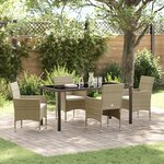 vidaXL Ensemble de Jardin 5 Pièces Beige en Rattan PE