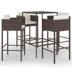 vidaXL Ensemble bar de jardin 5 Pièces et coussins Résine tressée Marron