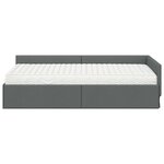 vidaXL Cadre de lit d'angle avec matelas Autre 2 Pièces Gris tissu