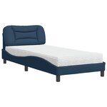 vidaXL Lit avec matelas bleu 90x200 cm tissu