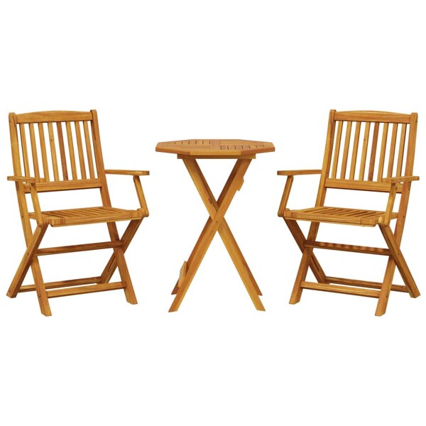 vidaXL Ensemble de bistro pliable 3 Pièces bois d'acacia solide