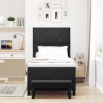 vidaXL Lit à Ressorts avec Matelas & Banc Noir 90x200 cm en Velours
