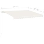 vidaXL Auvent manuel rétractable avec LED 300x250 cm Crème