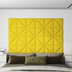 vidaXL Panneaux muraux 12 Pièces Jaune clair 30x30 cm Tissu 0 54 m²