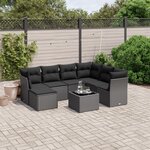 vidaXL Salon de jardin 8 Pièces avec coussins noir résine tressée