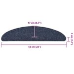 vidaXL Tapis d'escalier auto-adhésifs 30 Pièces bleu 56x17x3 cm