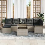 vidaXL Ensemble de canapé de jardin 8 Pièces Gris clair Poly rotin