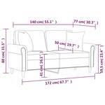 vidaXL Canapé 2 places avec oreillers décoratifs bleu 140 cm velours