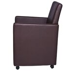 2 fauteuils simili cuir chocolat à roulettes