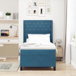Lit à ressort vidaXL avec matelas et LED bleu foncé 100x200 cm en velours