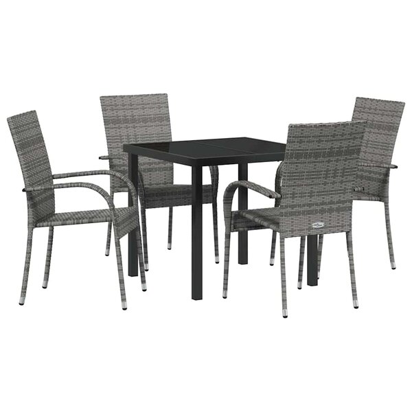 vidaXL Ensemble de salle à manger pour jardin 5 Pièces Gris