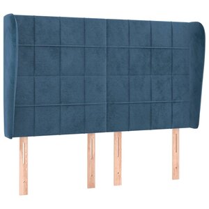 vidaXL Tête de lit avec oreilles Bleu foncé 147x23x118/128 cm Velours