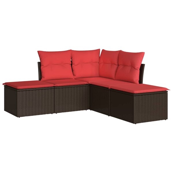 vidaXL Salon de jardin avec coussins 5 Pièces marron résine tressée