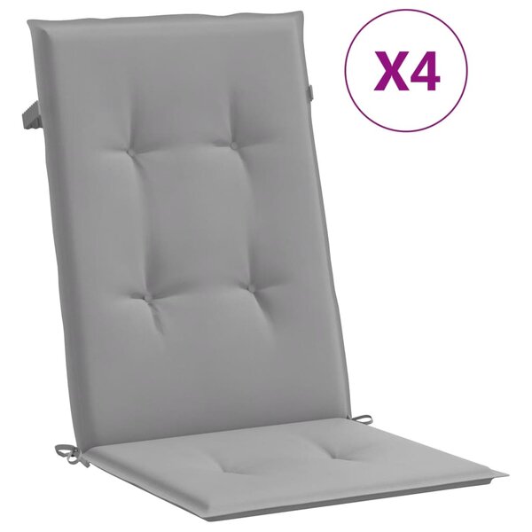 vidaXL Coussins de chaise de jardin à dossier haut lot de 4 gris tissu
