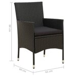 vidaXL Chaises de jardin avec coussins lot de 4 Résine tressée Noir