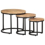 vidaXL Tables d'appoint 3 Pièces Bois de manguier brut